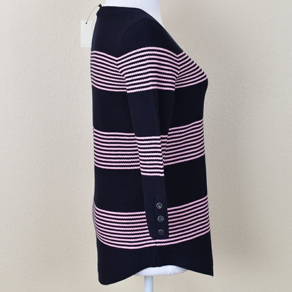 Talbots Navy and Pink Stripe Sweater NEW XS - Picture 5 of 7